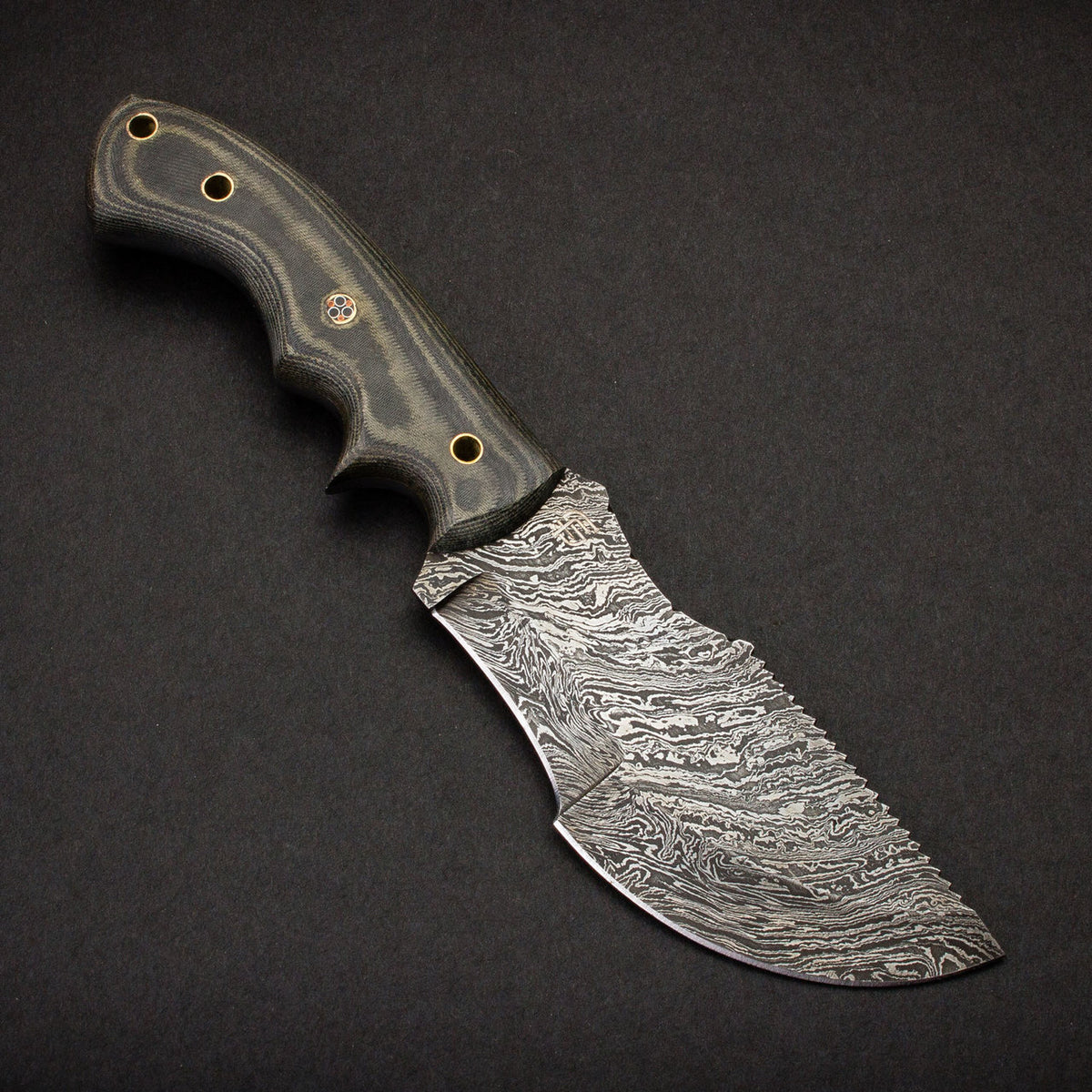 Damascus Steel Tanto Knife With Raindrop Pattern