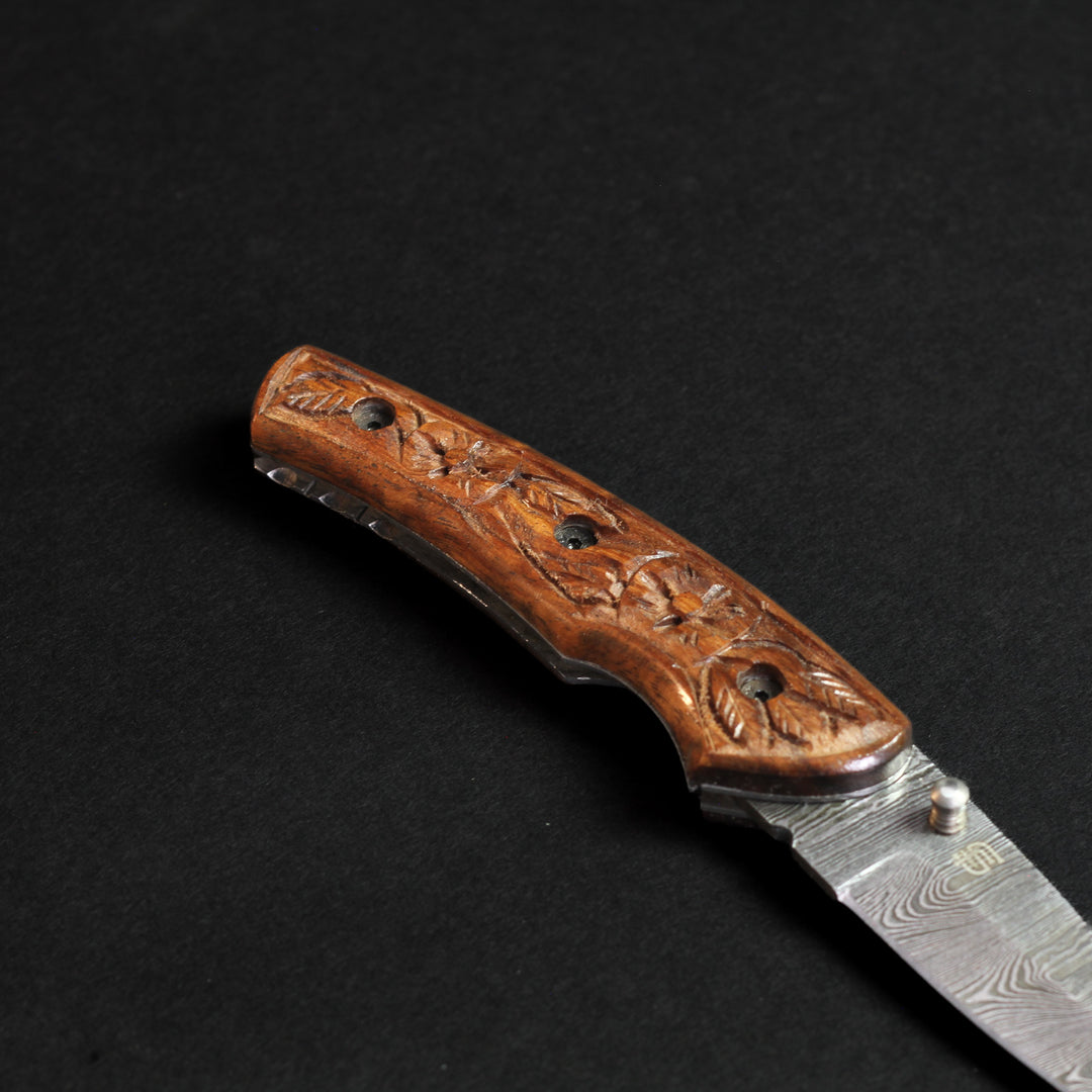 Barca Damascus Steel Folding Knife - Tali Wood Handle – Forseti Steel