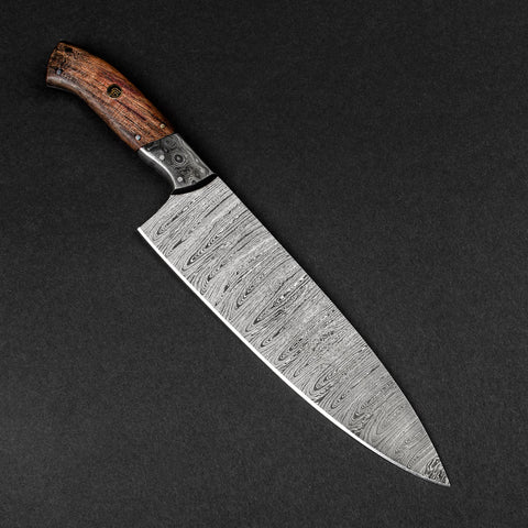 Cuisinier Hand-Forged Damascus Steel 8" Chef Knife - Walnut